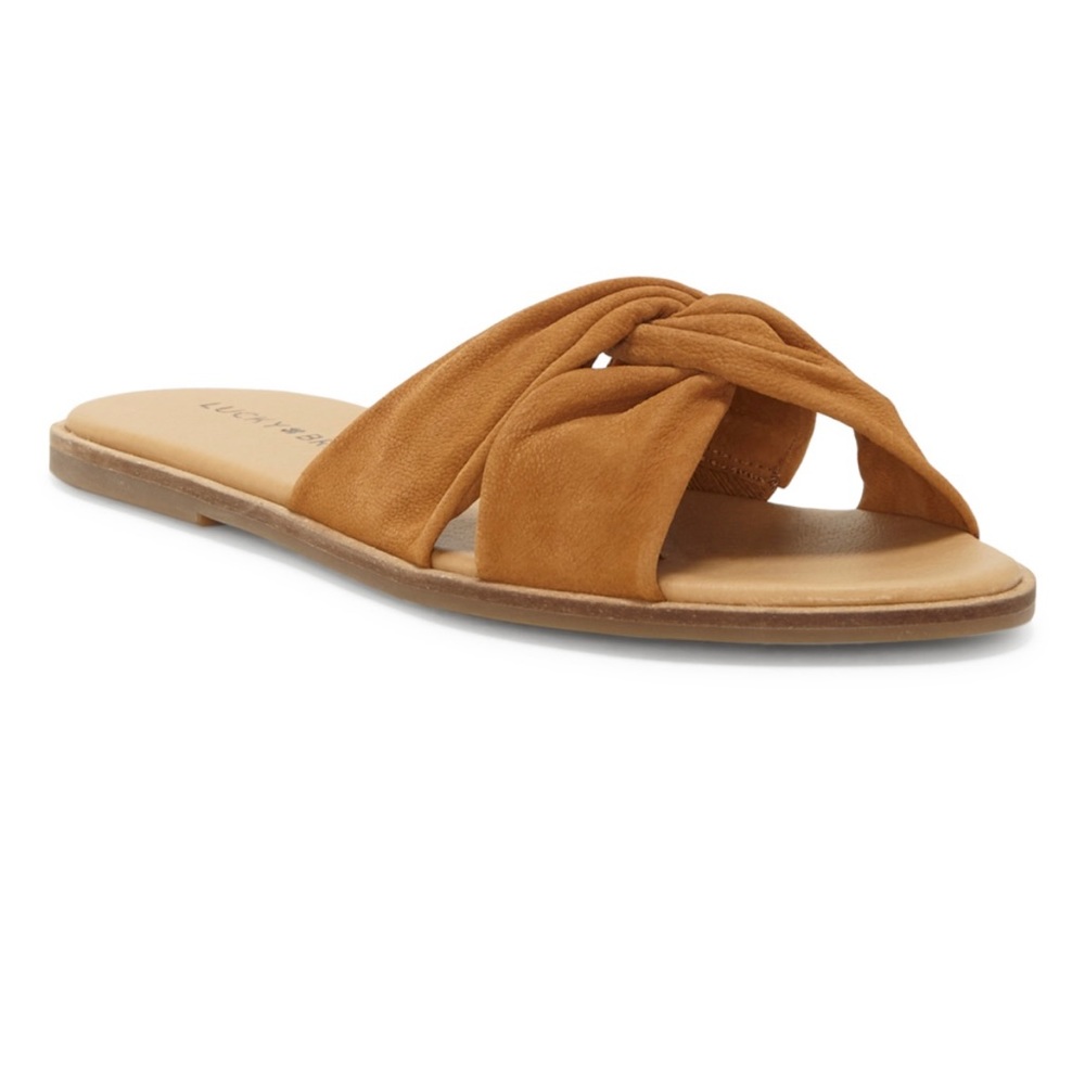 🎉HP🎉 Lucky Brand | Sandy Dezzee Nubuck Tan Slide Size 8.5